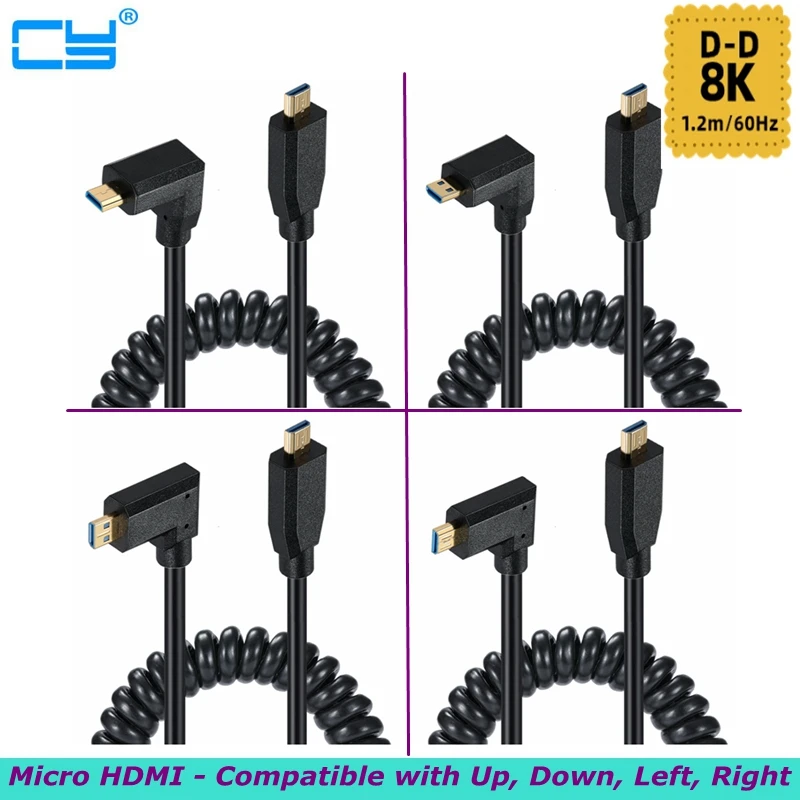 1 2 м Вверх вниз левый правый Micro HDMI — совместим с кабелями типа D папа-папа 8k@60hz4k @ 120