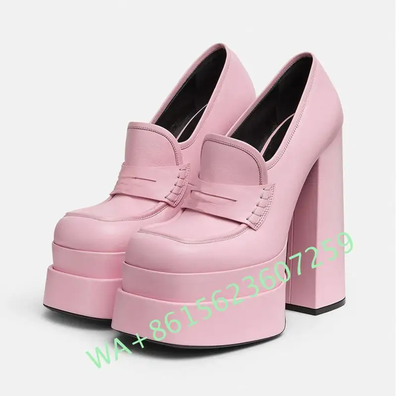 Туфли-лодочки женские на платформе и высоком массивном каблуке брендовые