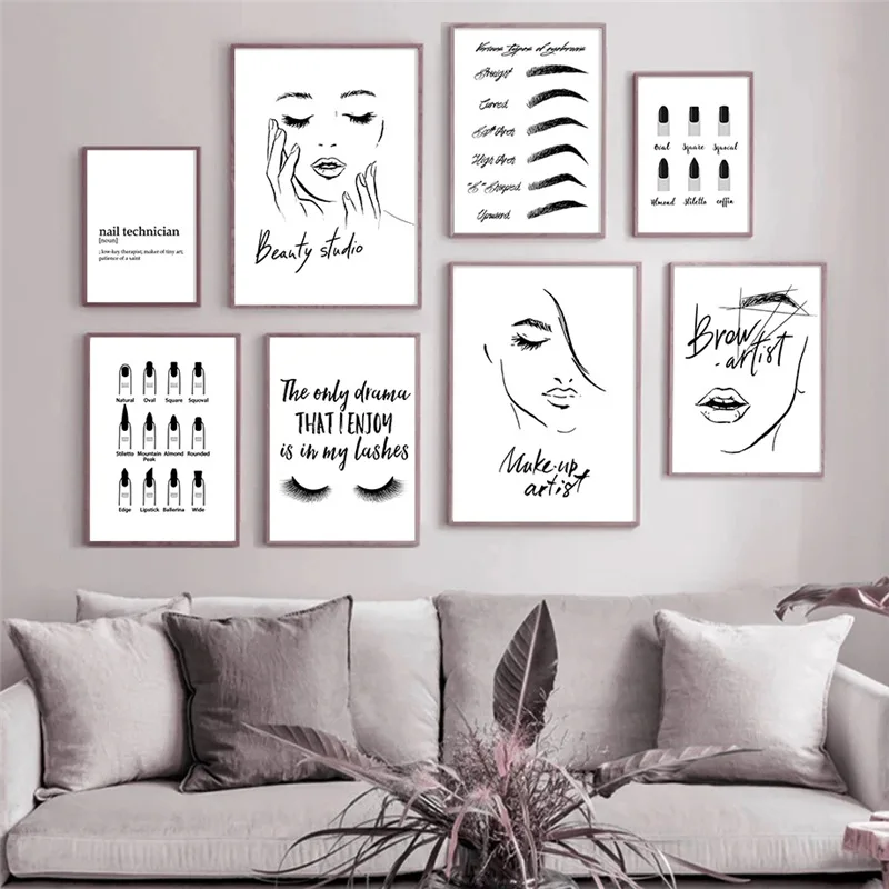 

Modern Abstract Hand-painted Character Eyebrows Eyelashes Poster Nail Shop Background Wall Decorative Canvas Art Painting