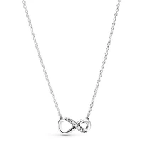 authentic 925 sterling silver moments infinity collier with crystal necklace for women bead charm diy pandora jewelry