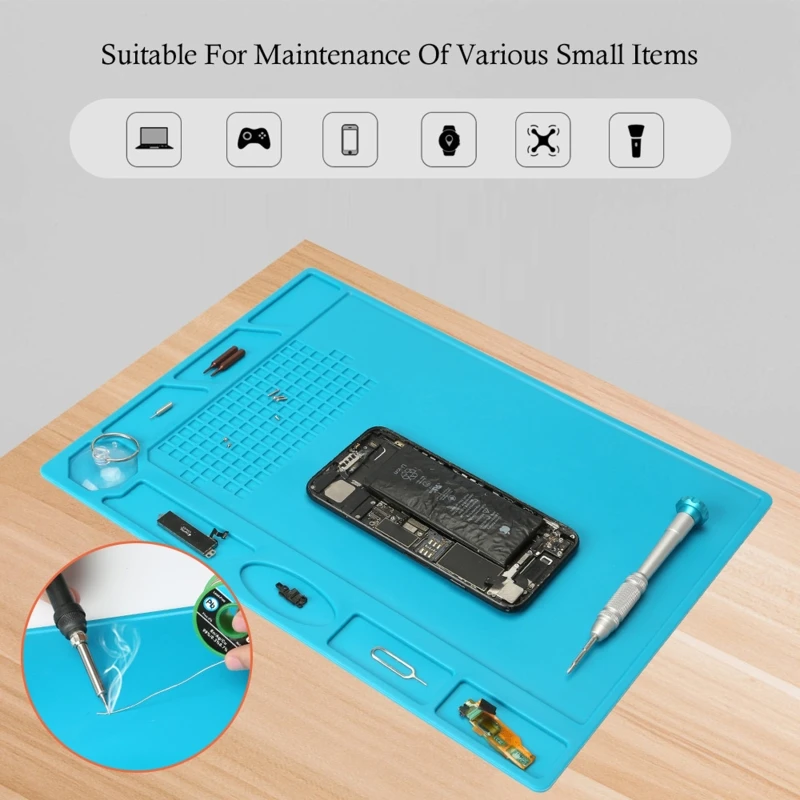 

Heat Insulation Silicone Repair Mat Phone and Computer Repair Gift for Techie Magnetic Silicone Electronic Repair Mat R9UF