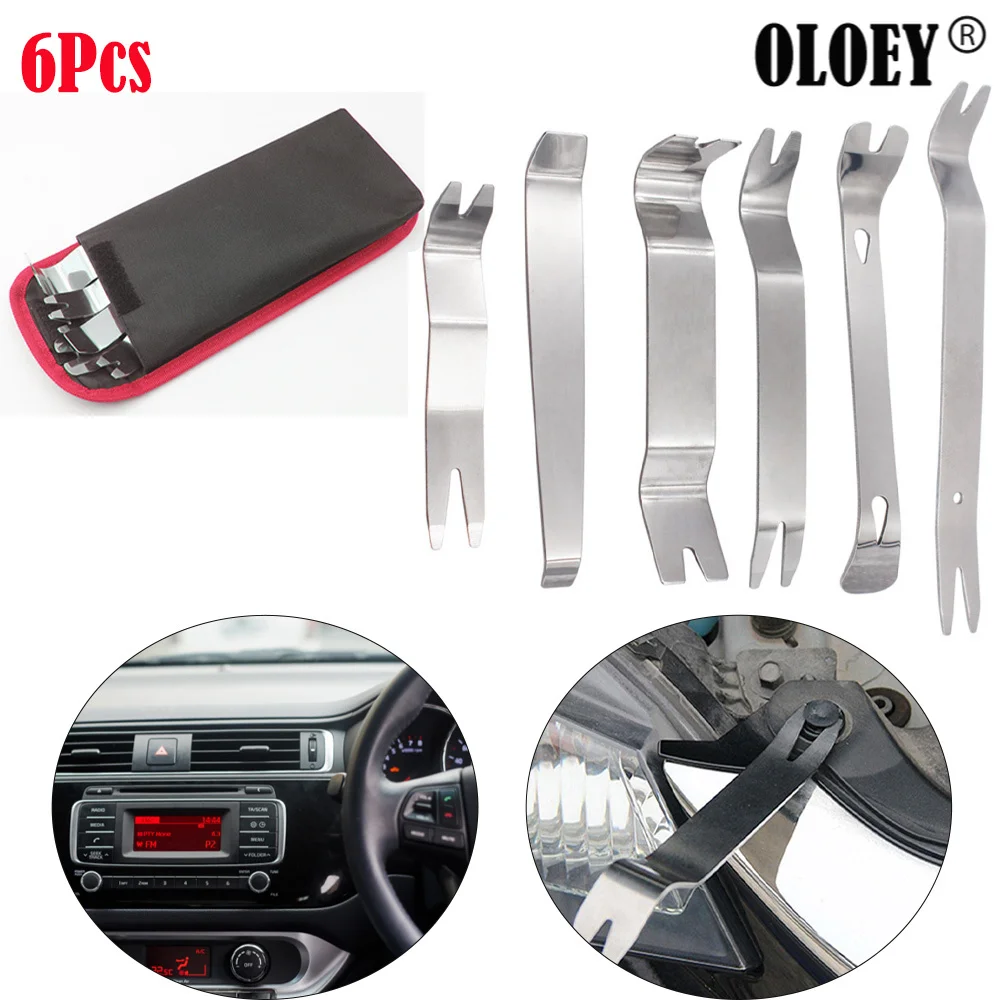 

6 шт., инструменты для демонтажа салона автомобиля, из нержавеющей стали