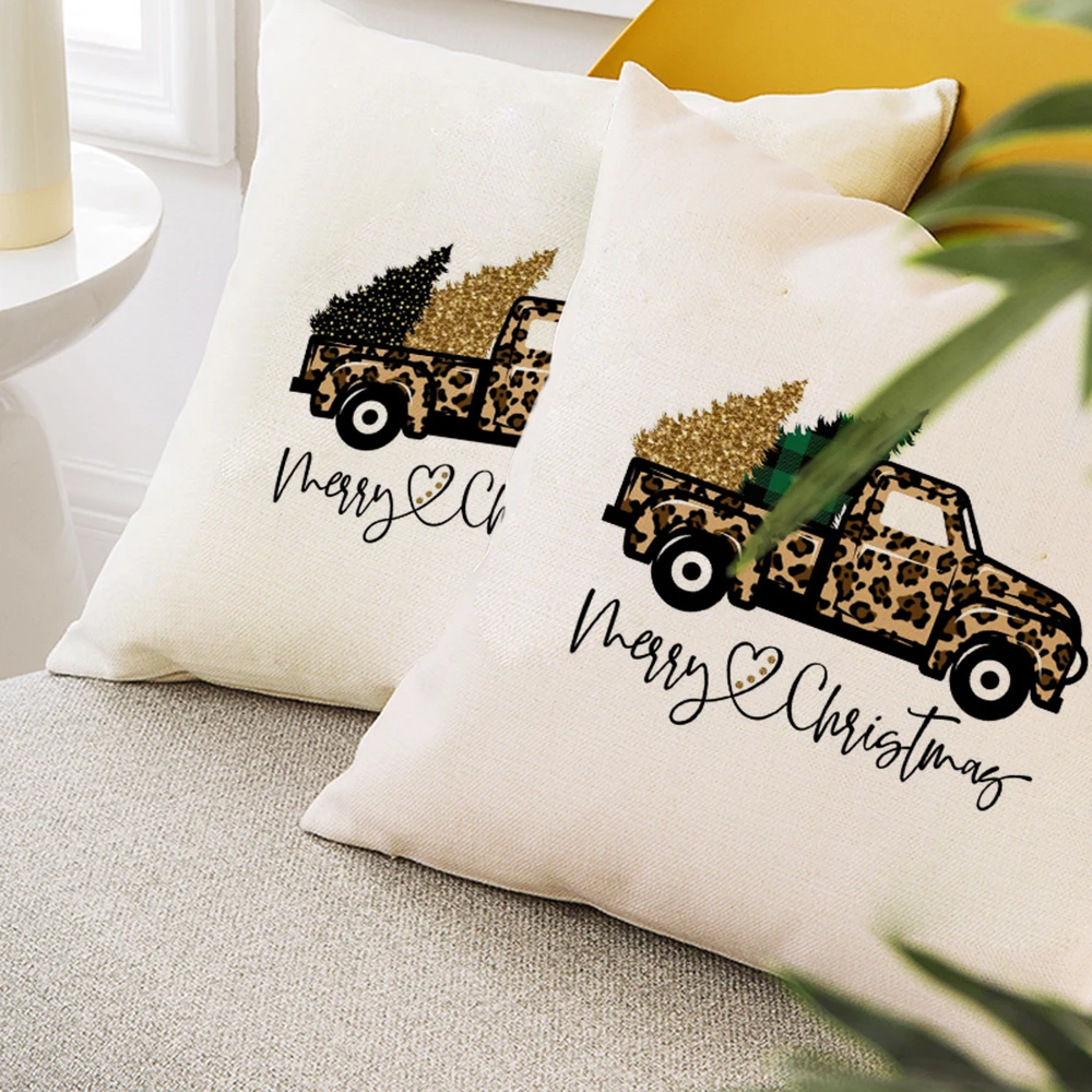 

Linen Cushion Covers 45x45 Christmas Pillowcases for Sofa Couch Bed Modern Decorative Pillows for Home Decor Pickup Trucks