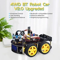 Keyestudio 4WD Multi BT Smart Car for Arduino Kit Robot Upgraded V2.0 W/LED Display Stem EDU /Programming DIY Robot Car