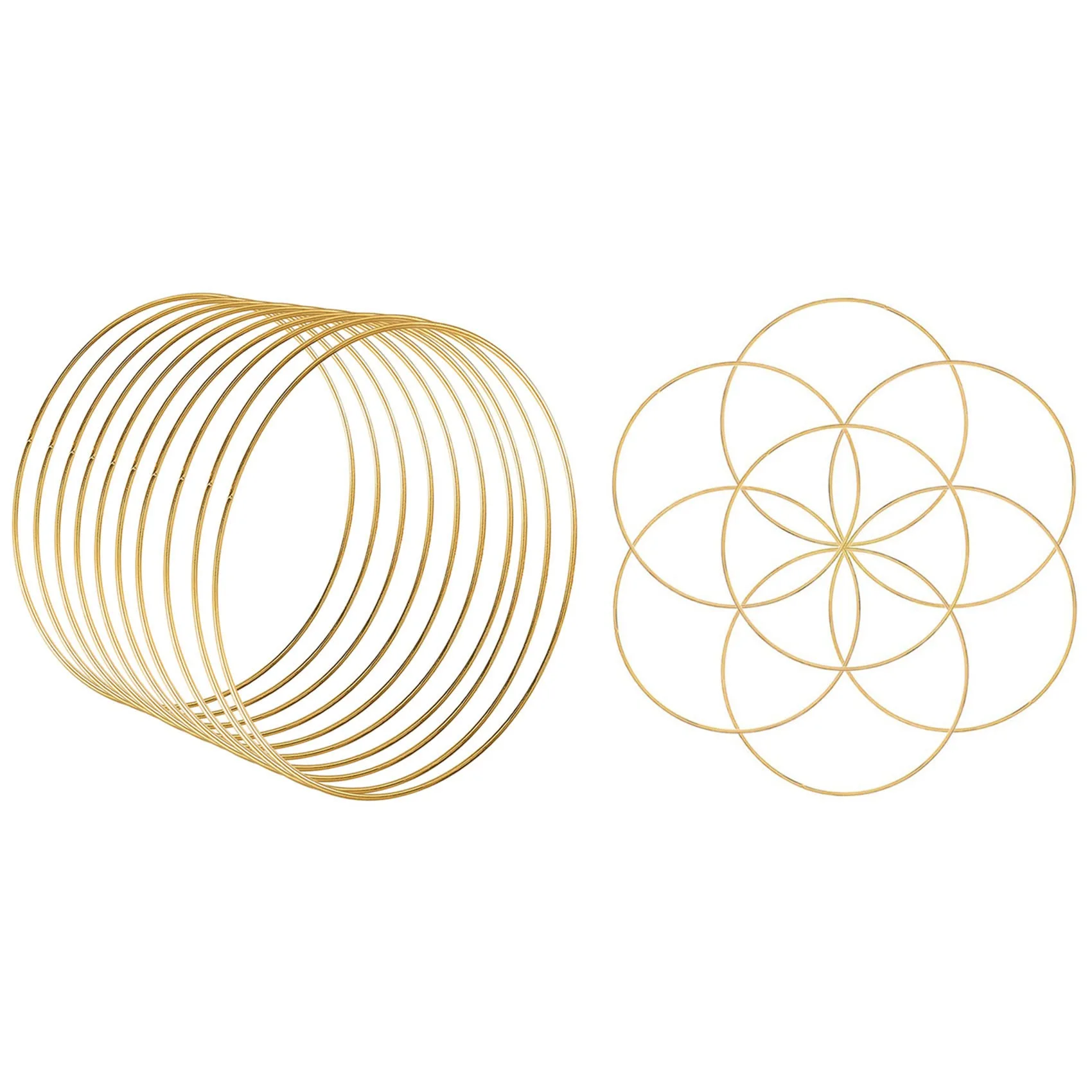 

10 Pcs 30 Cm Large Metal Garland Garland Tassel Gold Craft Ring & 8Pcs 8 Inches Dream Catcher Rings