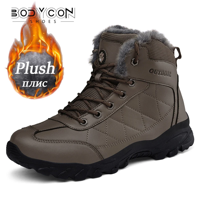 

Men's Shoes Winter Anti Slip Snow Boots Outdoor Plush Hiking Shoes High Quality Waterproof Boots Casual Shoes For Men Size 39-48