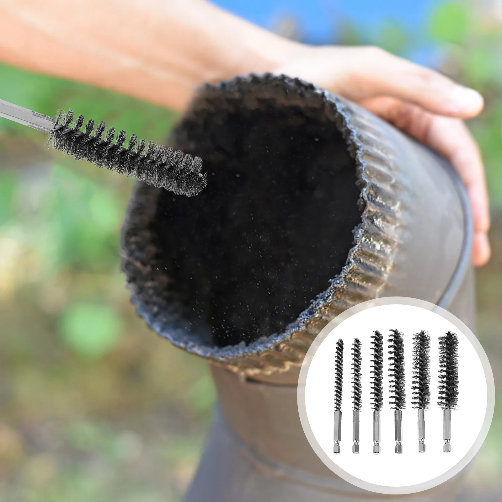 

6pcs Portable Wire Brushes Cleaning Pipe Tube Brush Stainless Steel Wire Brush