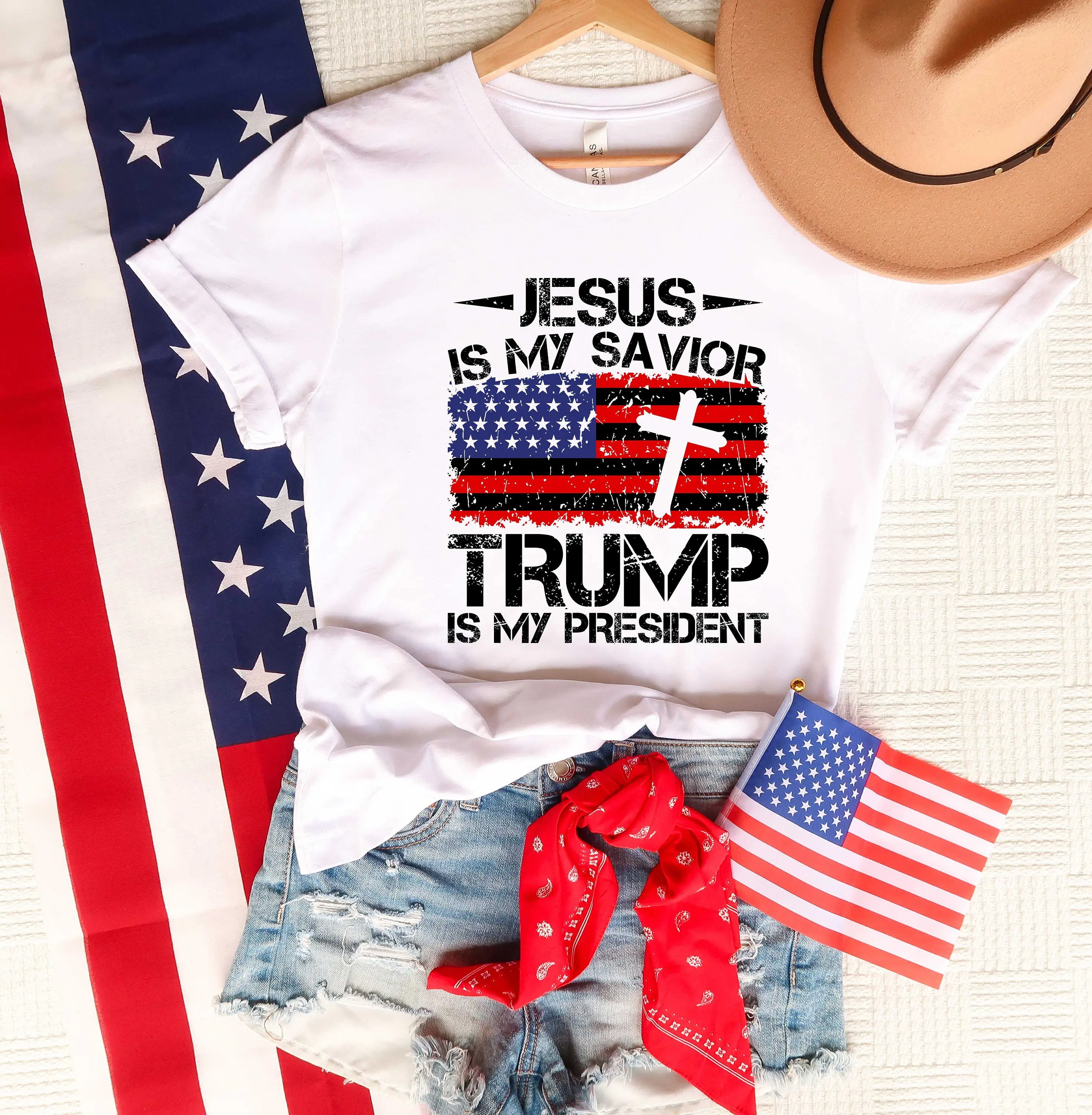 Trump 2024 T Shirt Jesus Is My Savior President Republican Election Maga