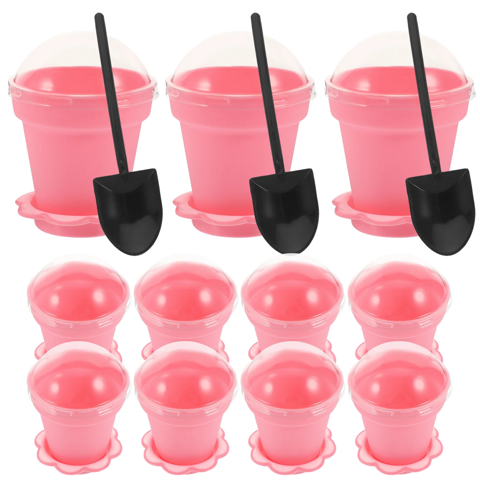 

25 Sets of Novelty Flowerpot Cake Holders Creative Dessert Cups Covered Ice Cream Containers