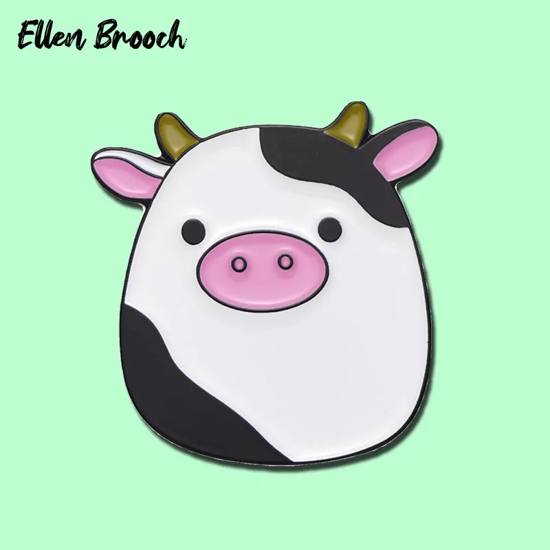 

Cute Cow Enamel Pins Pink Pig Cartoon Animal Brooch Lapel Badges Jewelry Gift for Friends Kids