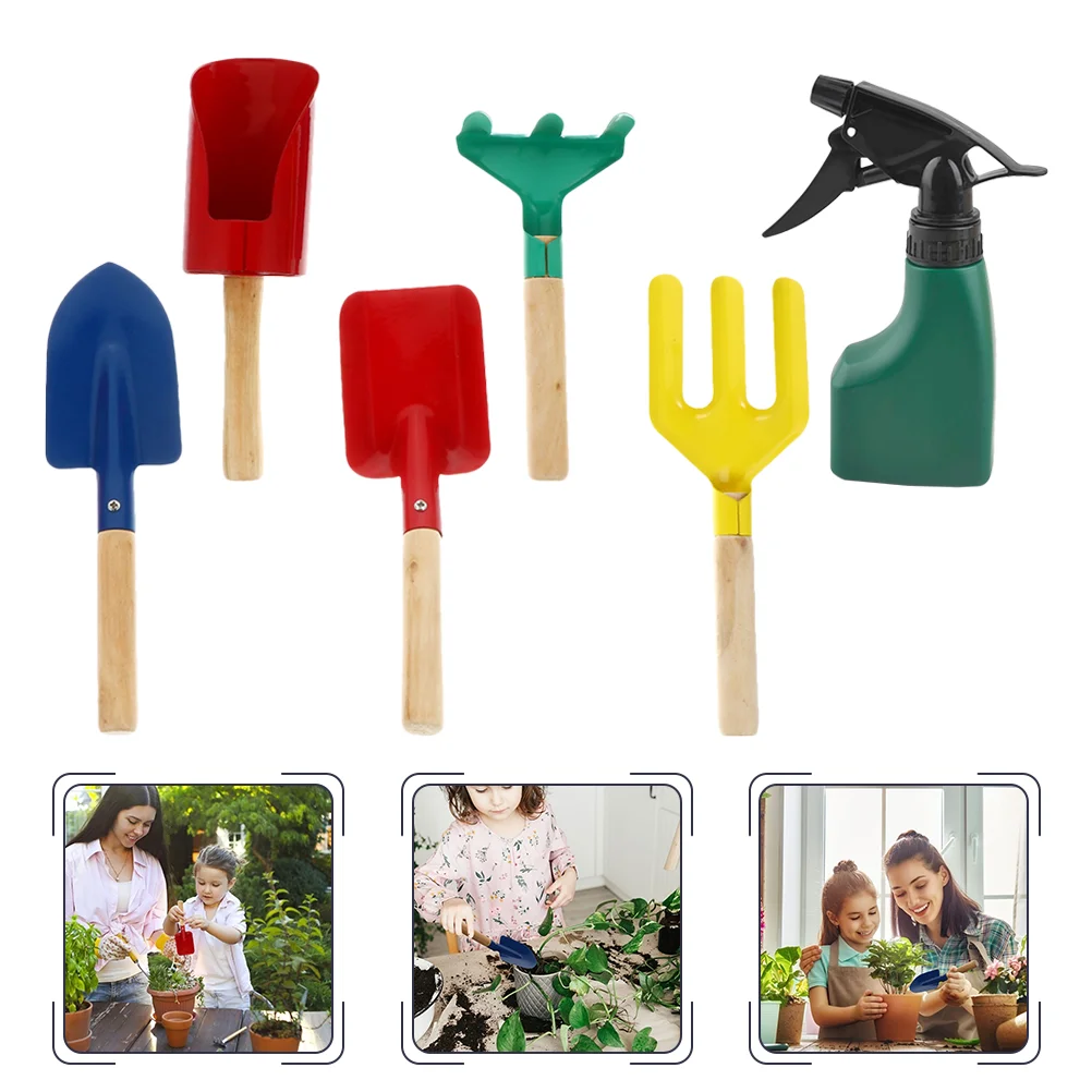 

6Pcs Kids Gardening Tools Shovel Rake Trowel Watering Can Garden Beach Toys