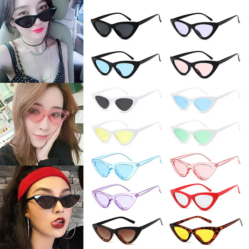 

Vintage Cat Eye Sunglasses Small Rectangle Sun Glasses Eyeglasses For Women Shades Female UV400 Glasses Transparent Sunshade