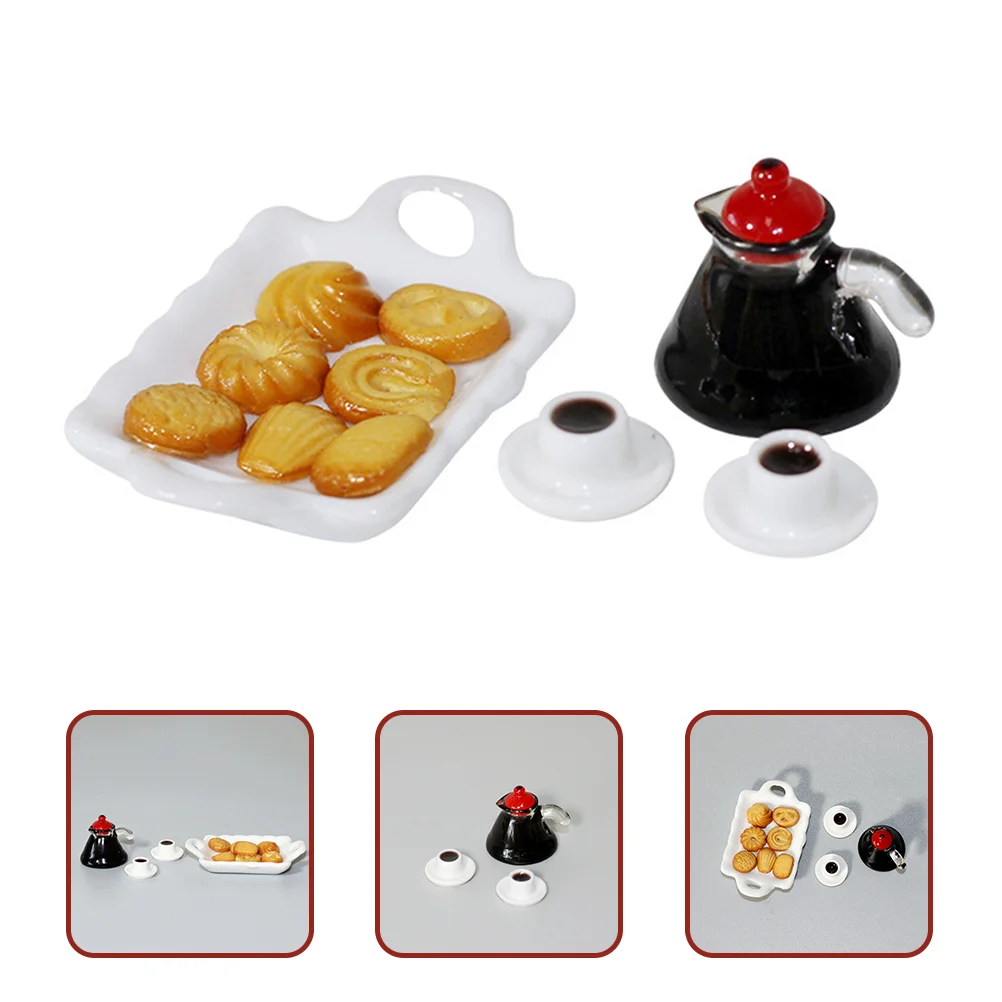 

Setminiaturetinytoycoffee Decorative Showcase Display House Mini Accessories Afternoon Supplies Kitchen Play Bakery Pretend Tea