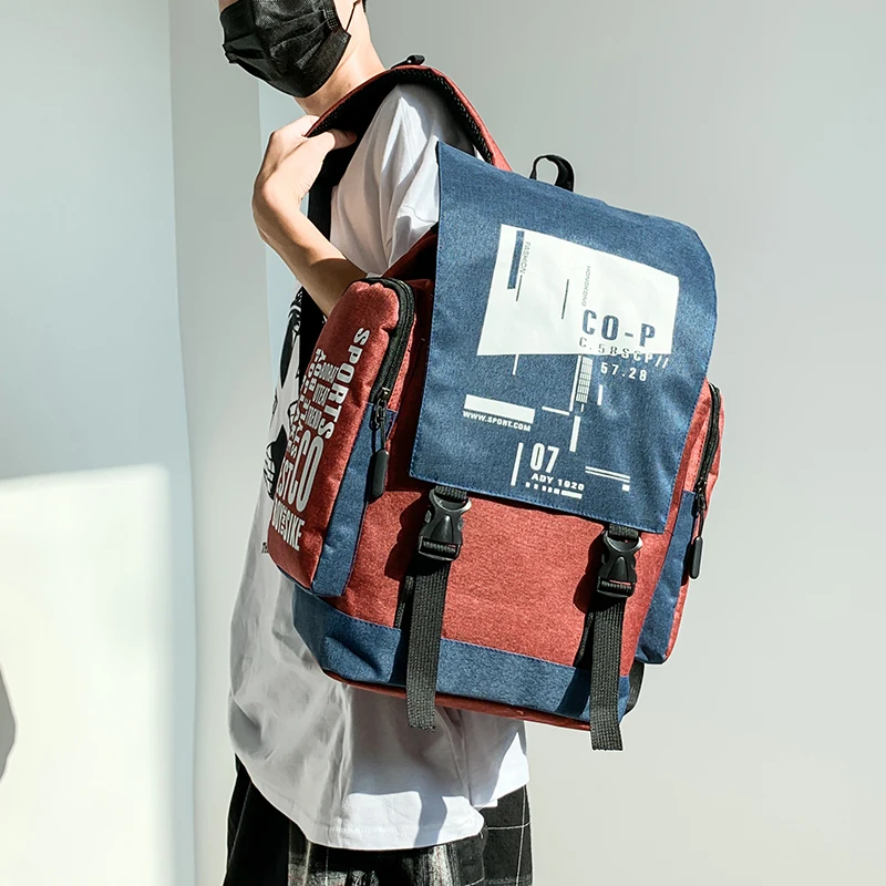 

Large Capacity Cool Backpack Men Red Oxford University Student School Bag for Teenage Boys Girl Trend Casual Women Bookbag 2022