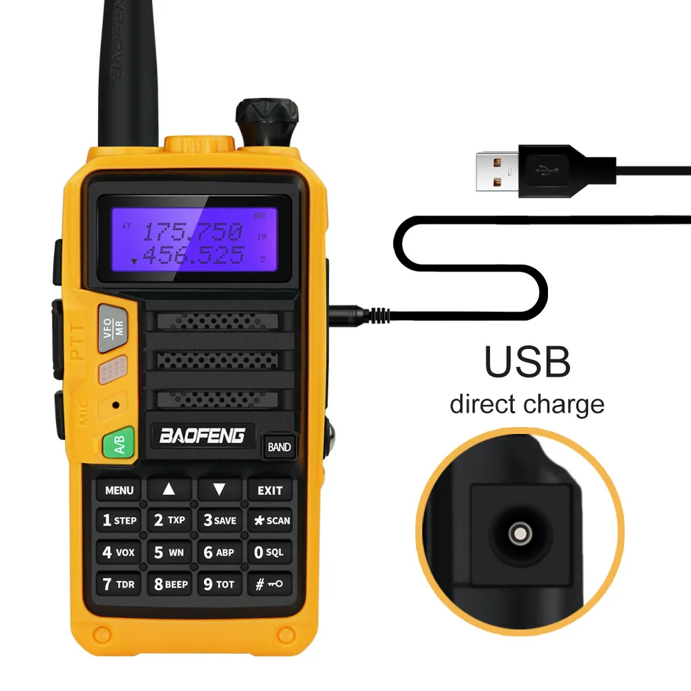 Original Baofeng Tri-band Walkie Talkie UV-5R Pro 220-260MHz Portable Ham Radio FM Transceiver Two-way Radio Station