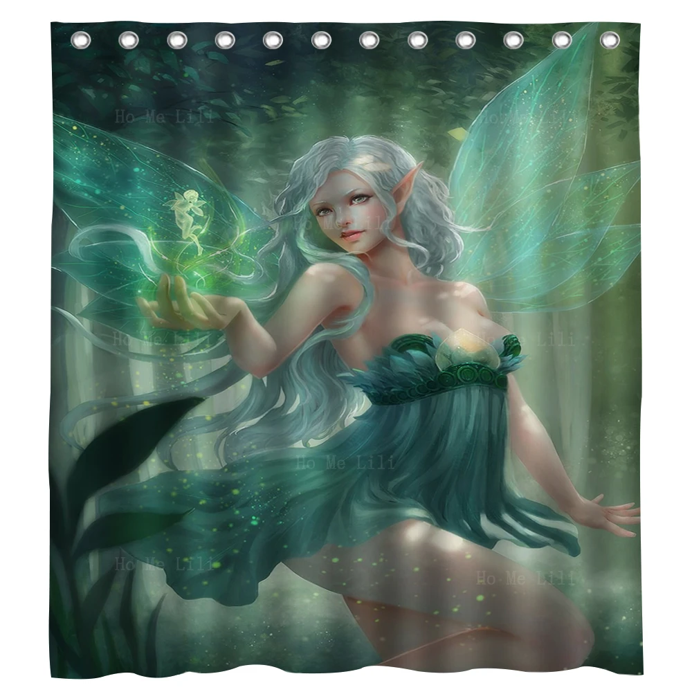 

Anime Fairy Mythological Creature Fantasy Elf Mysterious Green Forest Shower Curtain By Ho Me Lili For Bathroom Decor