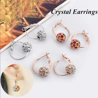 2022new trend jewelry 3style fashion crystal ball stud earrings luxury multicolor lucky vintage wedding jewelry gift for women