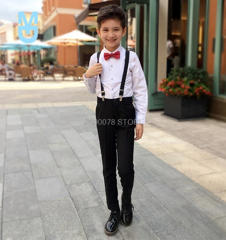

New Trousers For Boys Student Straight Pants With Free Suspender Teenagers School Uniforms for Children Clothes 3-16 Years