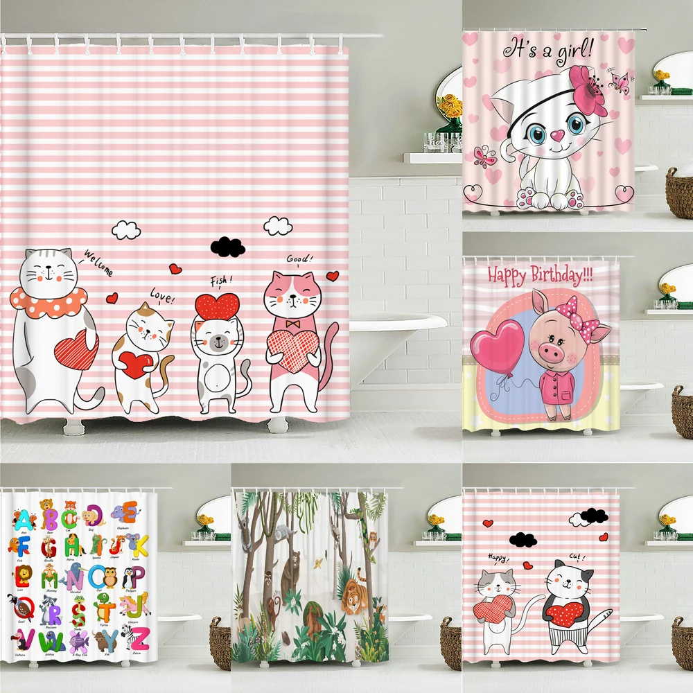 

Unicorn Shower Curtains Cartoon lovely Bath Curtains Bathroom Waterproof Polyester Decor Shower Curtain 240*180cm With Hooks