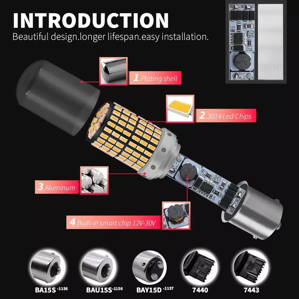 1x14 8 Вт 12 в супер яркие 1157 BAY15D 2357 2057 светодиодные лампы Красные 144-SMD 3014 чипы для