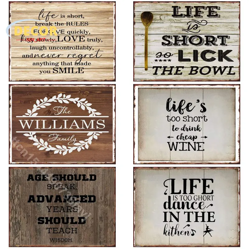 

Life is Short Wood Sign for Vintage Wooden Plaque Painting Retro Hanging Plaques Welcome Door Wall Home House Room Decoration