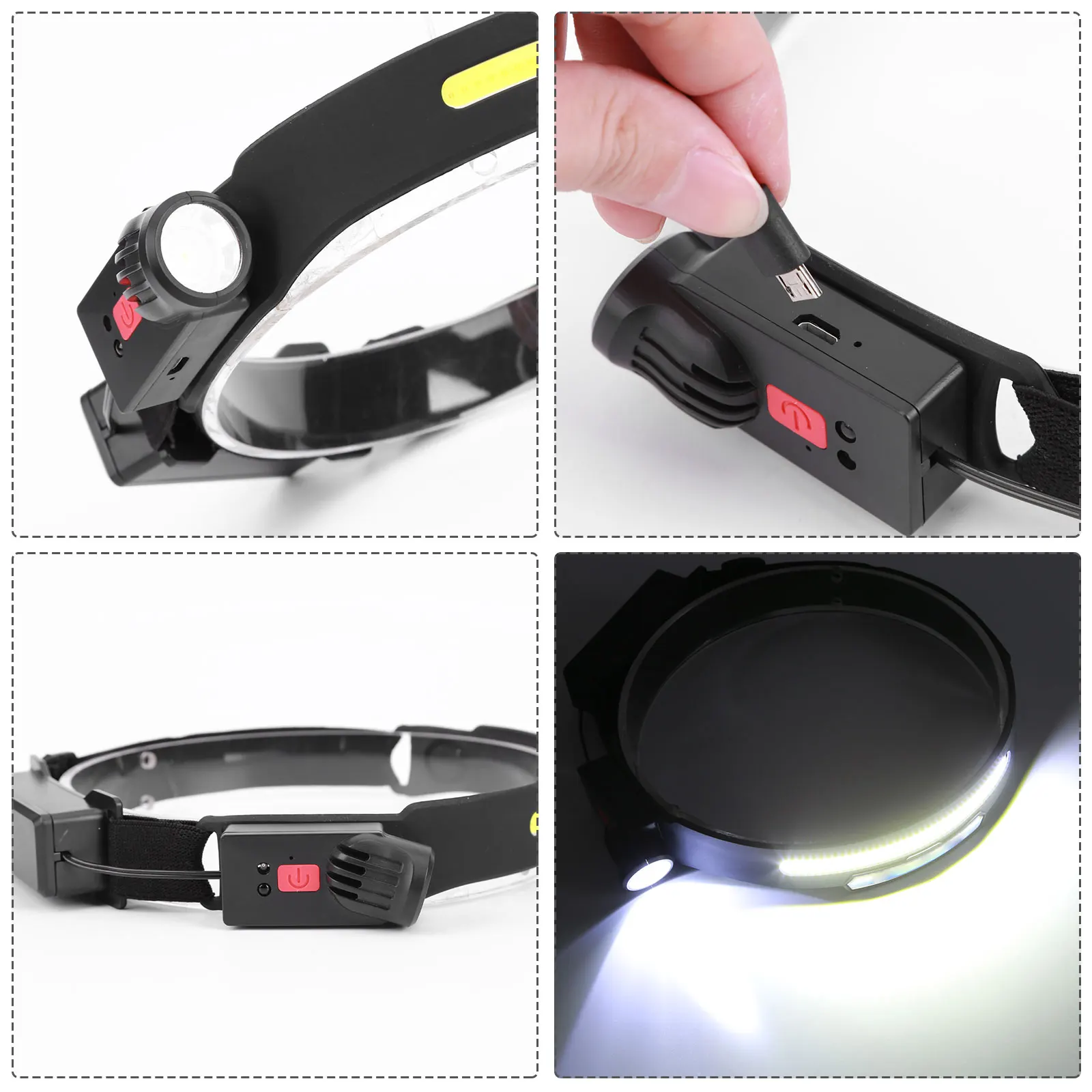 

COB LED Headlamp Sensor Headlight Flashlight USB Rechargeable Head Lamp Torch for Outdoor Safety Survival Light