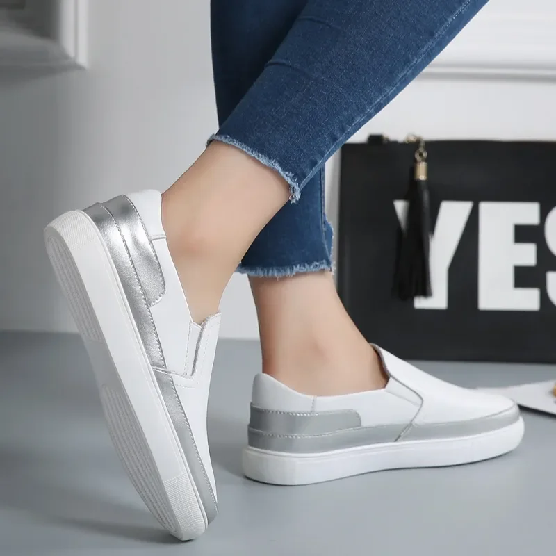 PU leather flats women casual shoes 2023 summer fashion elastic platform sneakers woman flats comfortable shoes