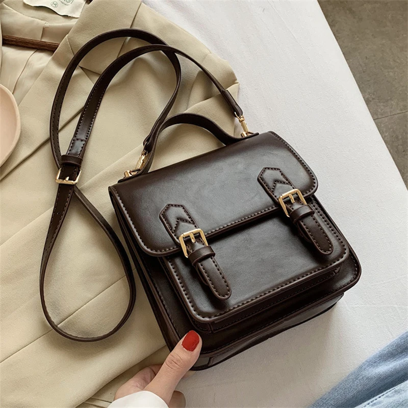 

New Fashion High quality PU Leather Women's Designer Handbag Vintage Bags Ladies Shoulder Messenger Bag Female Mini Packs Black