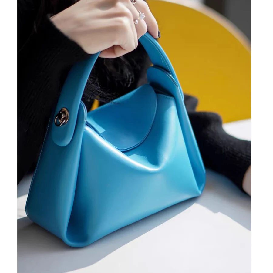 

Luxury female hobo handbags solid color casual soft leather women dumpling bag ladies design single shoulder messenger bag blue