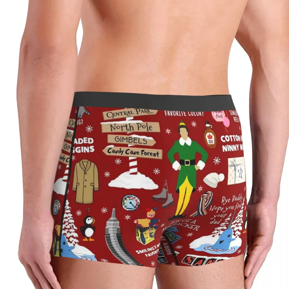 Рождественское нижнее белье Buddy the Elf коллаж мягкие трусики дизайнерские шорты