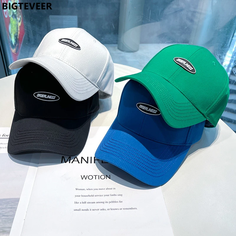 

Korean Letter Labeling Women Baseball Cap Street Fashion Adjustable Hip-hop Men Women Hat Cotton Unisex Couple Baseball Cap