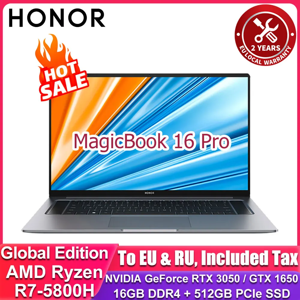 Ноутбук Huawei Honor MagicBook 16 Pro ноутбук 144 Гц AMD Ryzen R7 5800H GTX 1650/RTX 3050 ГБ 512 15 6-дюймовый |