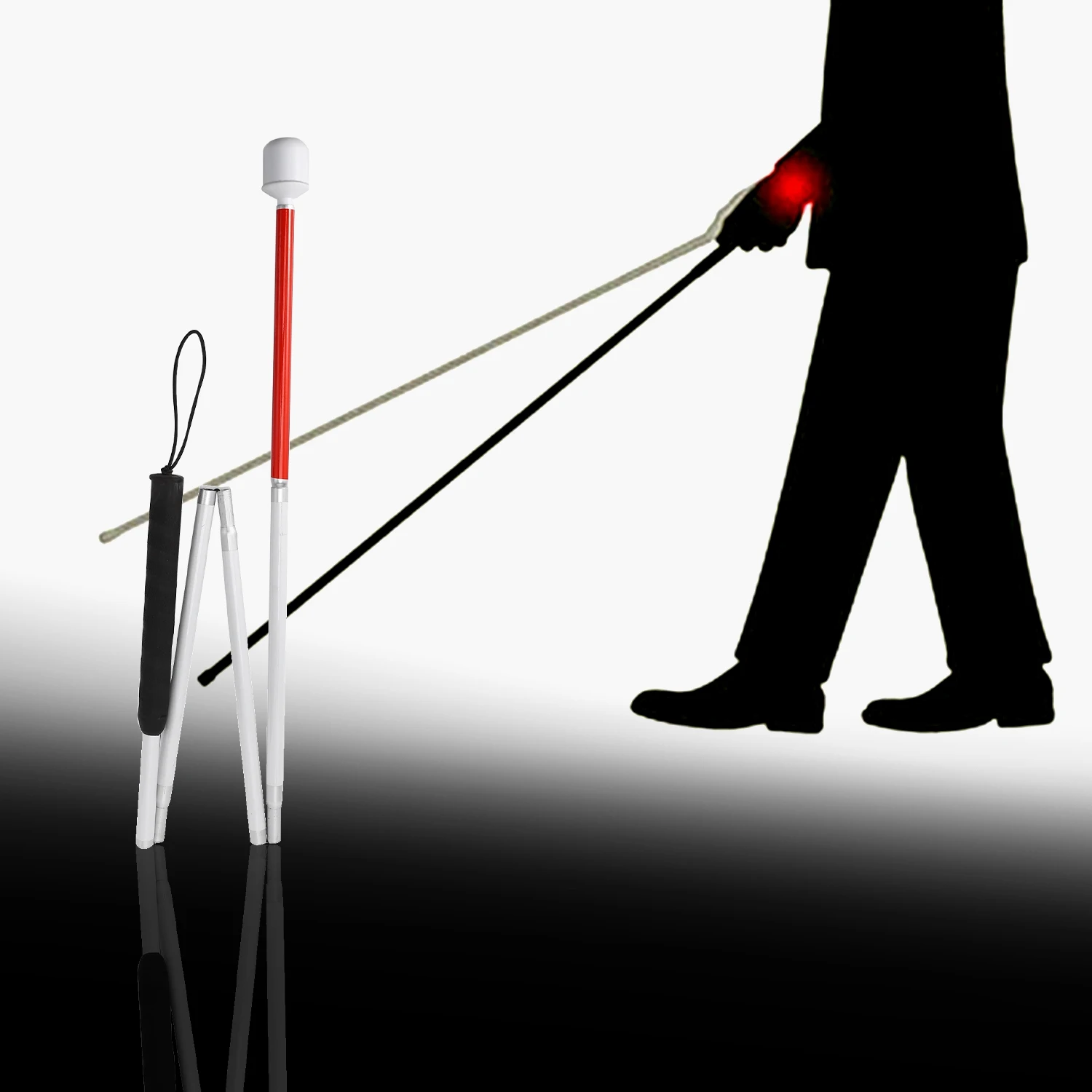 

Aluminum Folding Cane 4-Sec Folding Cane with Rolling Tip for Blind Walking Stick