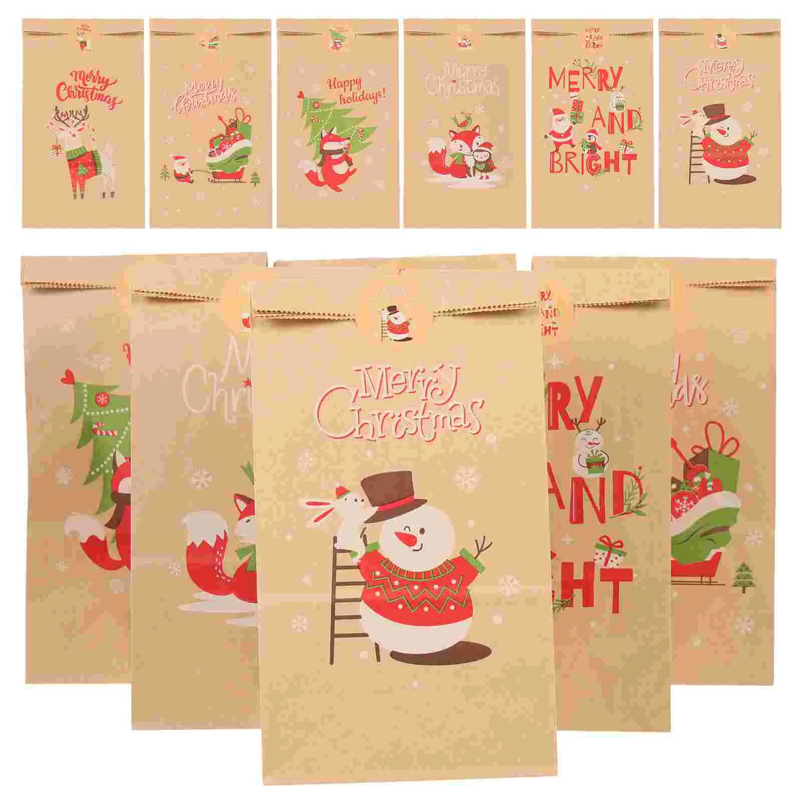 

Christmas Bagcandy Gift Party Paper Boxescontainer Treat Snack Wrapping Favor Cookie Pouch Goodie Holiday Goodies Storage