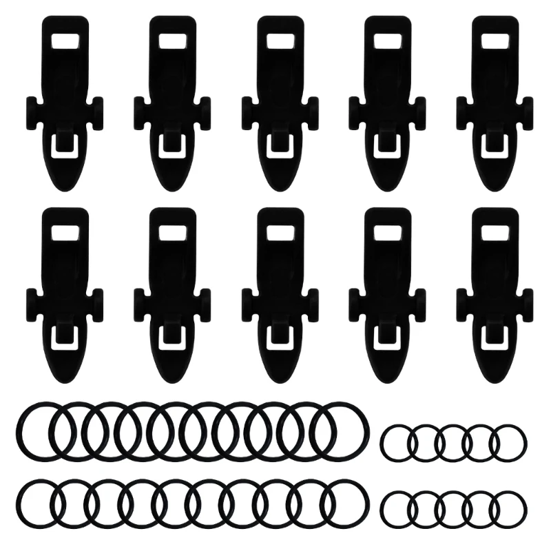 

10 Pcs Fishing Hook keeper Holder Baits Hanger with 3 Size Elastics Rubber Rings 094C