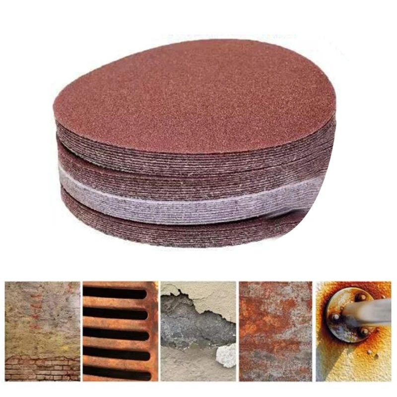 

K1KA 40Pcs/set 125mm/5Inch Sanding Discs Hook Loop Sandpaper Round Sandpaper Disk Sand Sheet for Polishing Cleaning Tools