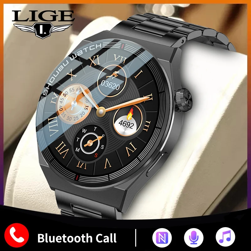 Умные часы LIGE AMOLED с Bluetooth и функцией вызова спортивный фитнес-трекер мониторинг