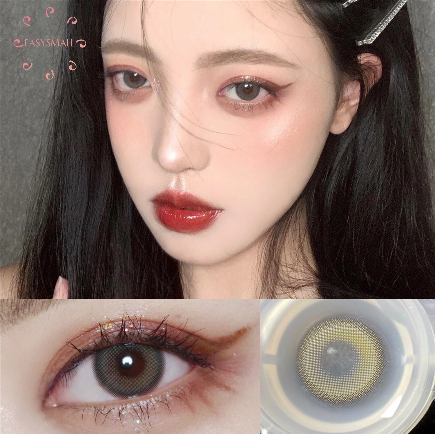 

Easysmall Cosmetic Soft Eye Contact Lens High Quality Natural Colored Eye Contact Lenses milk baby Degree option 2pcs/pair