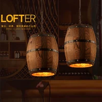 american country industrial style retro wooden barrel restaurant bar cafe wooden wine barrel decoration creative chandelier