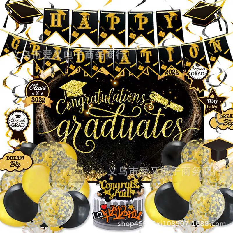 

In 2022, the new graduation season, the school will decorate the party, the party decoration, the flag hanging, the balloon inse