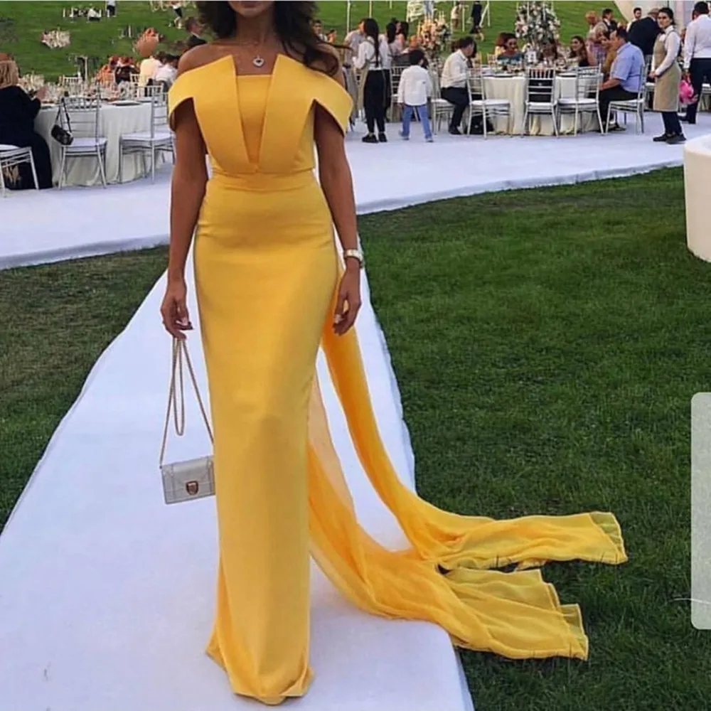 

Chiffon Yellow evening dresses Long 2022 Evening gown Simple Abiye abendkleider dubai evening dress Custom