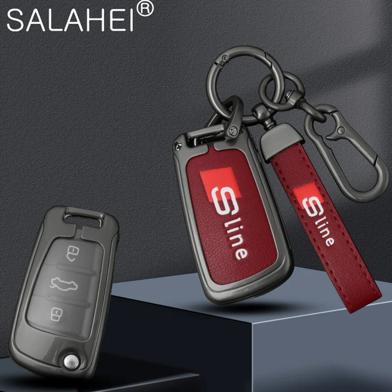 

Car Key Case Full Cover Protector Holder Shell For Audi Sline A1 A3 A4 8P 8L 8V S3 RS3 Q3 Q7 C5 C6 S3 TT Keychain Accessories