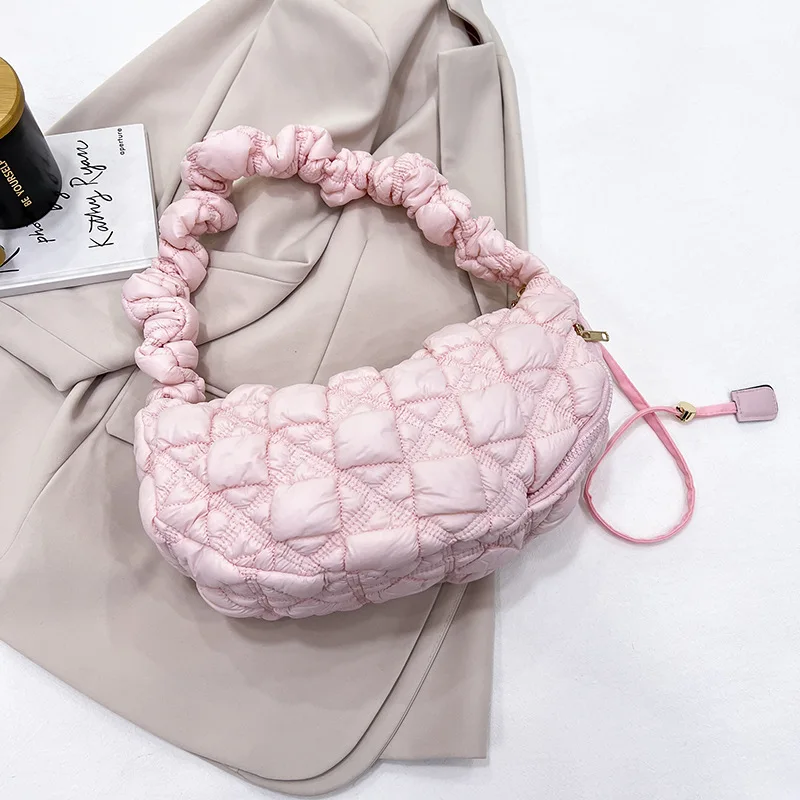 

2023 Fashion Pleated Cloud Bag Designer Ruched Handbag Luxury Nylon Quilted Padded Crossbody Bag Female Big Tote Shopper Purse