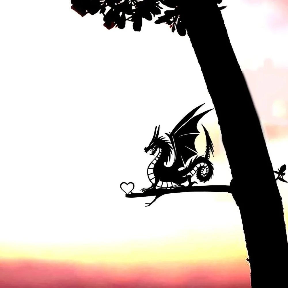 1 Шт. Красивый Силуэт Дракона Металлическое Искусство Декоративный Садовый Кол