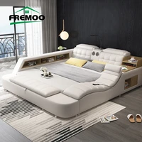 nordic simple style wooden comfortable doble bed with soft metress high quality furniture for bedroom muebles de dormitorio