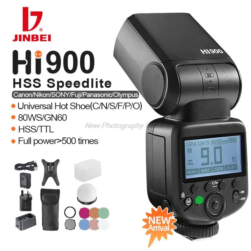 

JINBEI HI900 Camera Flash TTL HSS Speedlite Speedlight Universal Hot Shoe for Canon Sony Nikon Fuji Olympus