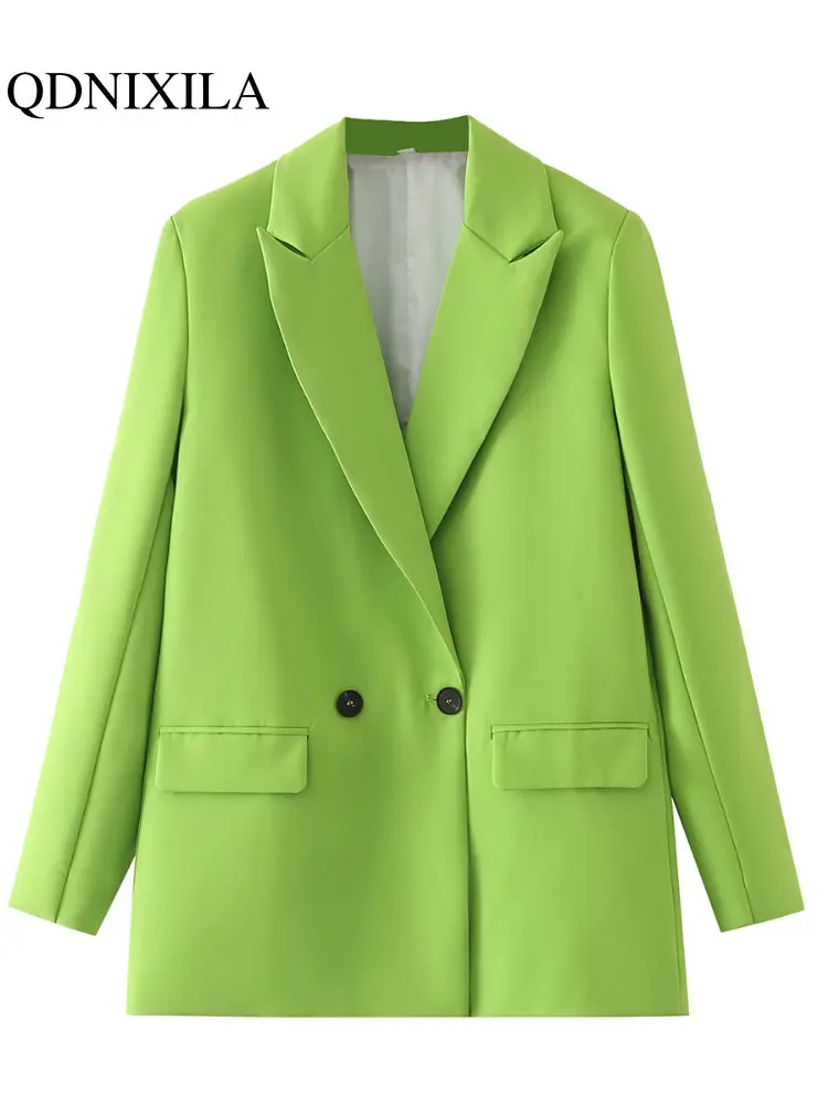 

New In Outerwears Streetwear Women's Loose Long Sleeve Women's Top Temperament Lapels Double-breasted Blazer Coat Women's Jacket