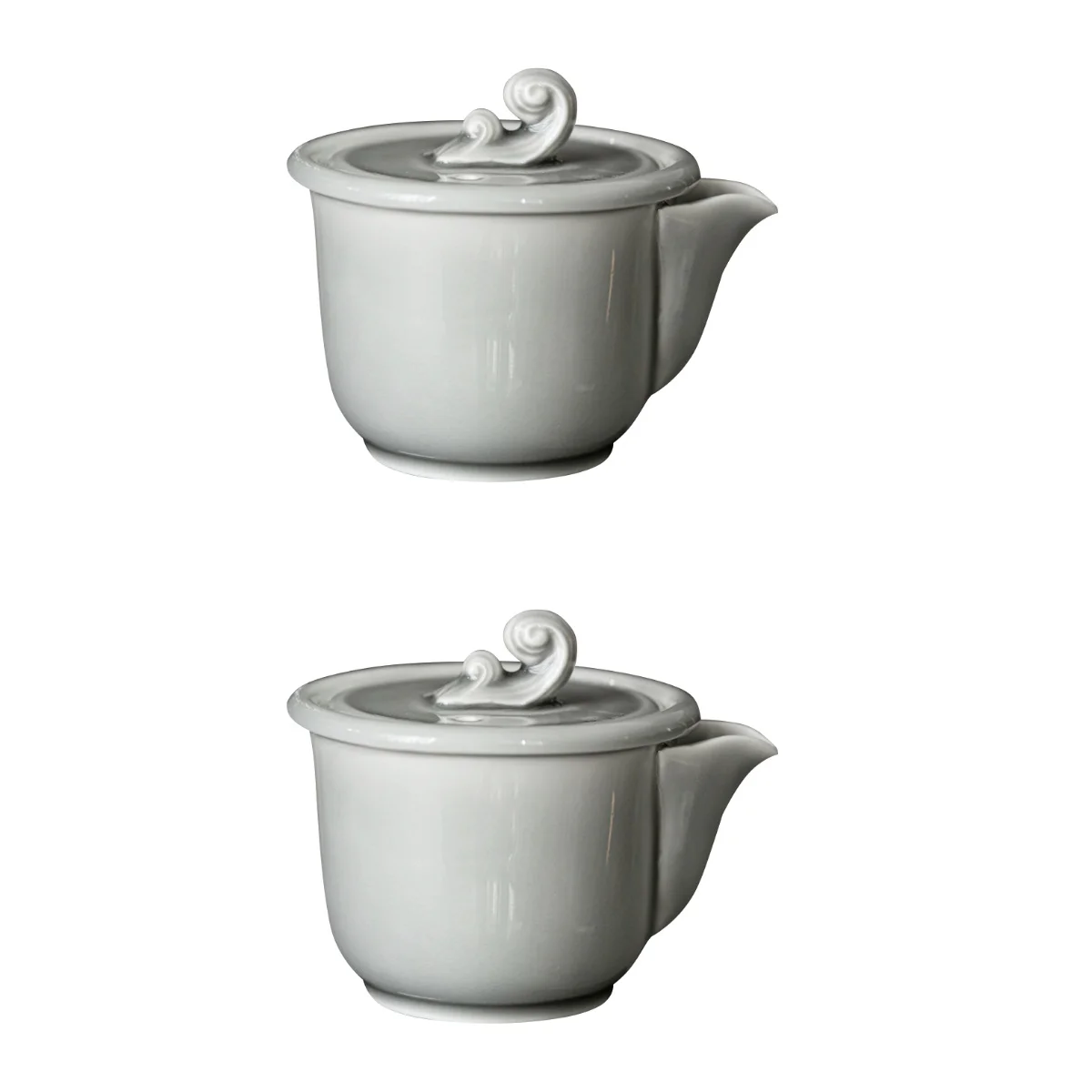 

2pcs Kung Fu Ceramic Teapot Household Tea Kettle Hand-made Tea Maker (Light Grey)