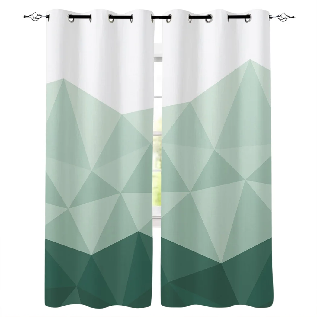 

Geometric Green Triangle Pattern Window Curtains Living Room Boys Children Bedroom Kids Cortina Window Treatment Home Decor
