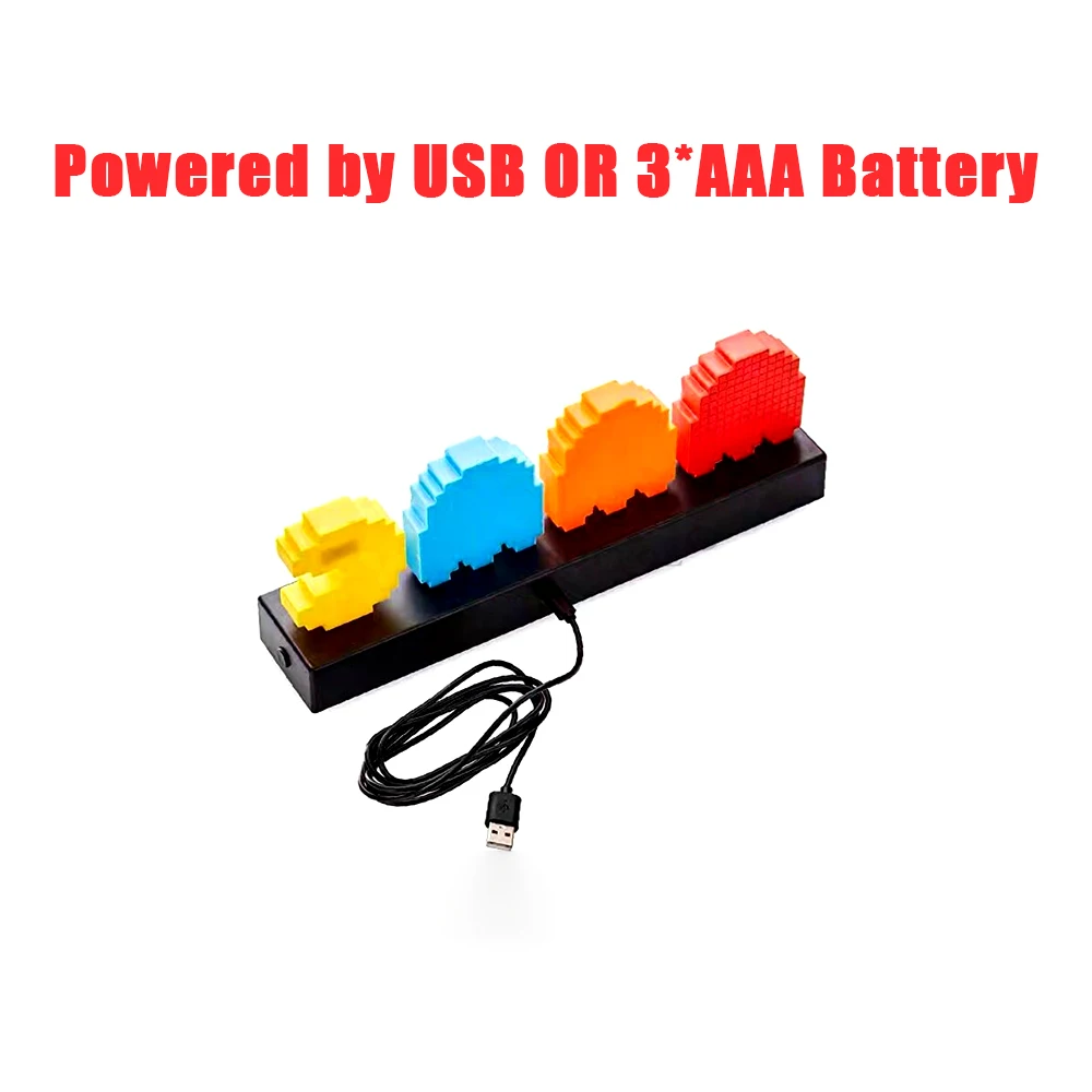 Новый пиксельный ночсветильник Pac Man светодиодная Иконка игры визуальная иллюзия